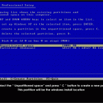 Create install partition Tutorial 7: Select unpartitioned space and press " C "