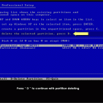Delete existing partition C Tutorial 6.1: Confirm deleting of partition - press " D "