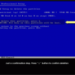 Deleting partition C step 2 Tutorial 5.2: Confirm the deleting by pressing " L "
