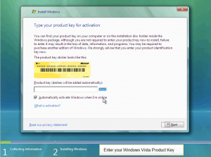 Format Windows Vista Enter Product Key