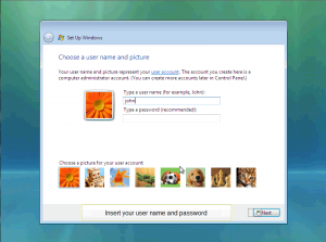 Format Windows Vista Insert User Name Password Format Windows Vista Insert User Name Password