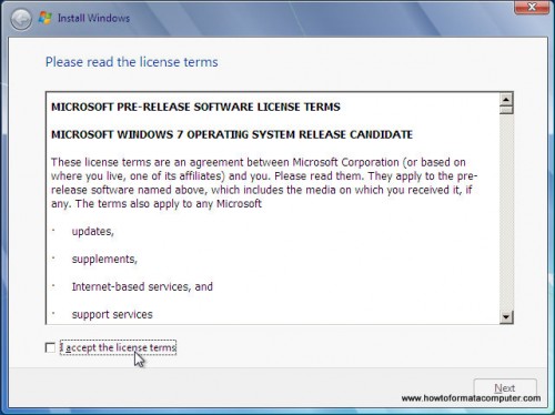 Install Windows 7 - License Terms Install Windows 7 - License Terms
